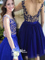 Royal Blue Open Back Elegant Freshman Formal Cocktail Homecoming Prom Dresses, BD00178