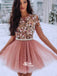 Long Sleeves Seen Through Short Homecoming Dresses EPT114