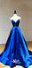 Spaghetti Strap Open Back A-line Long Prom Dresses PG1149