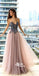 Popular Tulle Applique A Line Long Prom Dresses, SG164