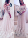 Stunning Off Shoulder Half Sleeve Long A-line Wedding Party Dresses, WD0059