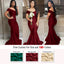 Burgundy Mermaid Off Shoulder Floor length Wedding Guest Bridesmaid Dresses, WGM112