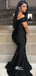 Black Mermaid Off Shoulder Floor length Wedding Guest Bridesmaid Dresses, WGM112