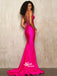 Rose Red Sequins Shinning Spaghetti Strap Mermaid Lace Up Back Long Evening Prom Dresses, WGP090