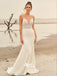 Ivory Lace Top Spaghetti Strap Sweetheart Mermaid Soft Satin Wedding Guset Long Prom Dress, WGP105