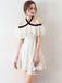 Simple White Chiffon Halter Rufful Short Cheap Graduation Homecoming Dresses, WGP106