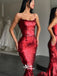 Spaghetti Straps Burgundy Sequins Mermaid Sexy Evening Gowns Prom Dresses, WGP179