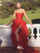 Red Strapless Pleats Tulle Multilayer A-line Slits Evening Gowns Prom Dresses, WGP207