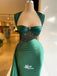 Gorgeous Emerald Green Rhinestones Mermaid Pleating Soft Satin Evening Gowns Prom Dresses, WGP237