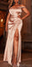 Sexy Champagne Mermaid Off Shoulder High Slit Maxi Long Evening Prom Dresses,WGP265