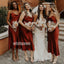 Sexy Dark Red Spaghetti Srap Long Bridesmaid Dresses YPS121