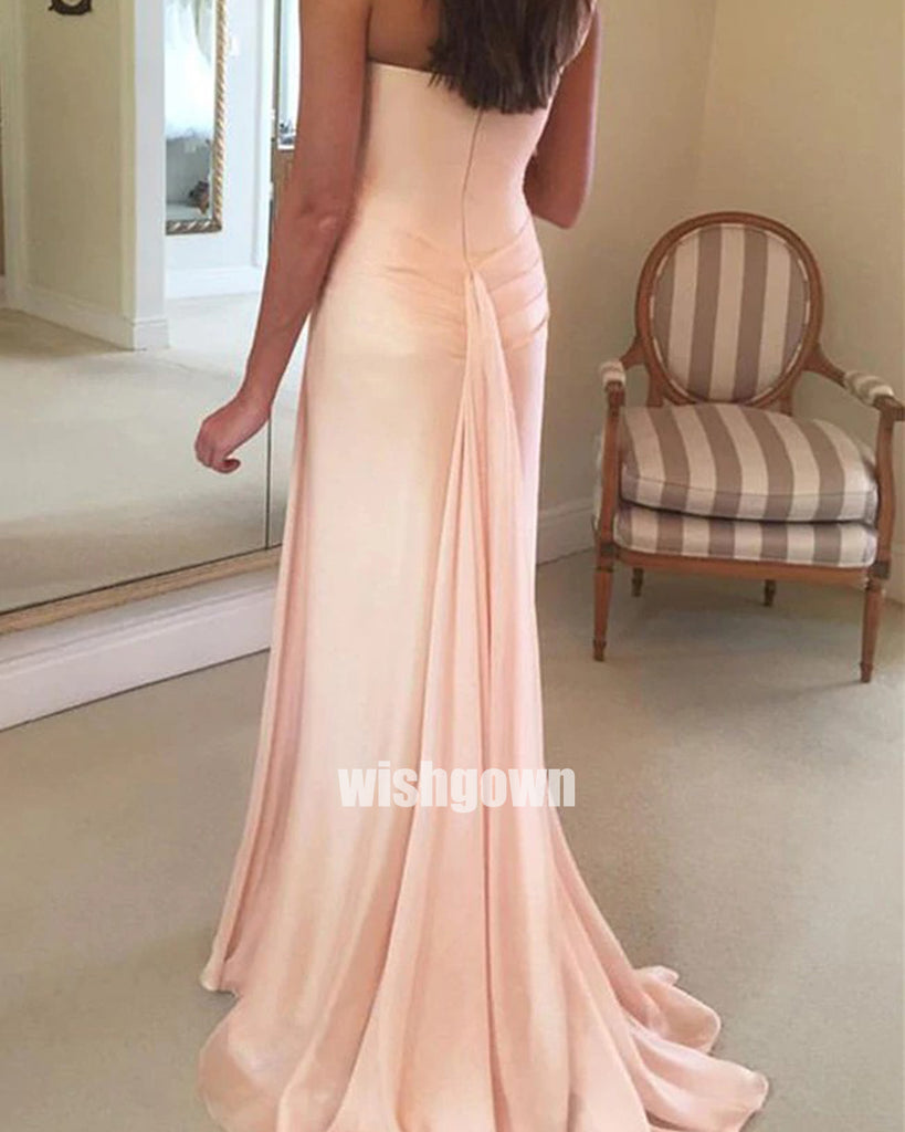 Popular One-shoulder A-line Long Bridesmaid Dresses, YPS143