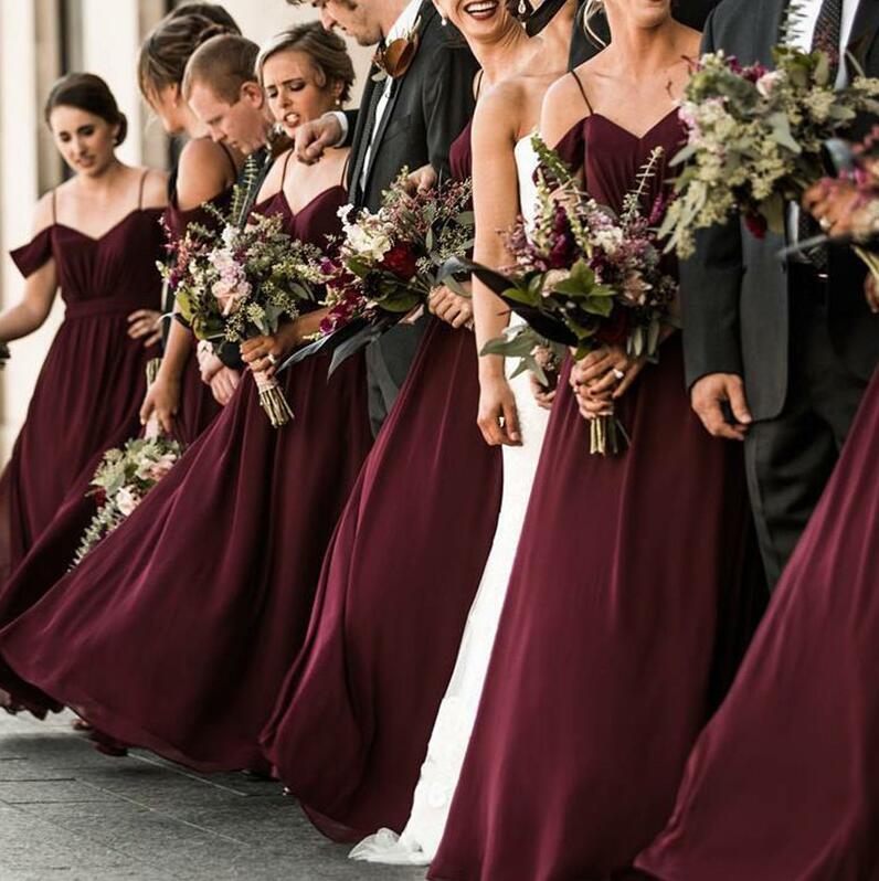 Elegant Sweetheart Chiffon Floor Length Cheap Long Bridesmaid Dresses, WG378 - Wish Gown