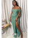 Sexy Green Mermaid High Slit Off Shoulder Maxi Long Evening Prom Dresses,WGP262