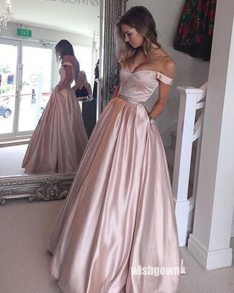 Charming Off-shoulder A-line Long Prom Dresses PG1207