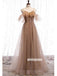 Elegant Spaghetti Strap Tulle Long Prom Dresses PG1218