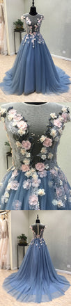 Cap Sleeves Unique Chariming Affordable Cheap Long Prom Dresses, WG1010 - Wish Gown