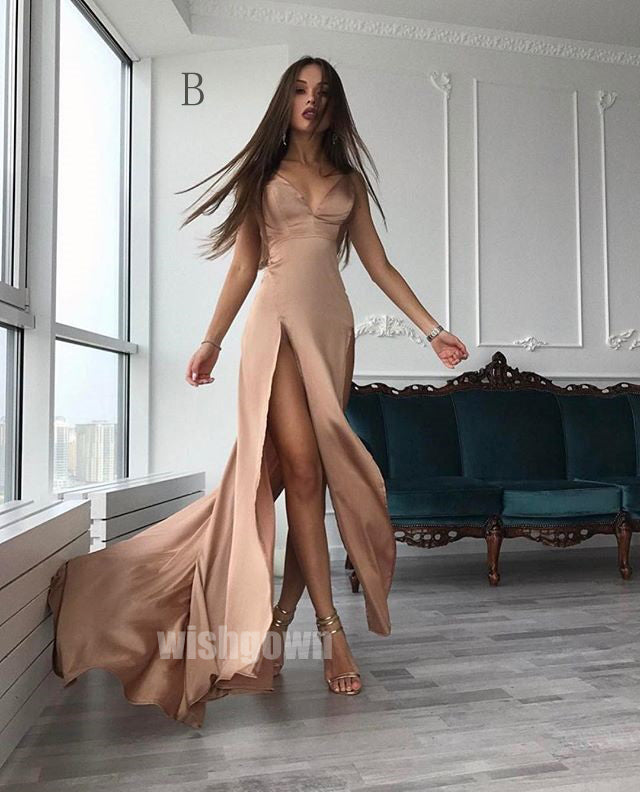 Popular Sexy Simple Side Slits Cheap Long Prom Dresses, MD1110