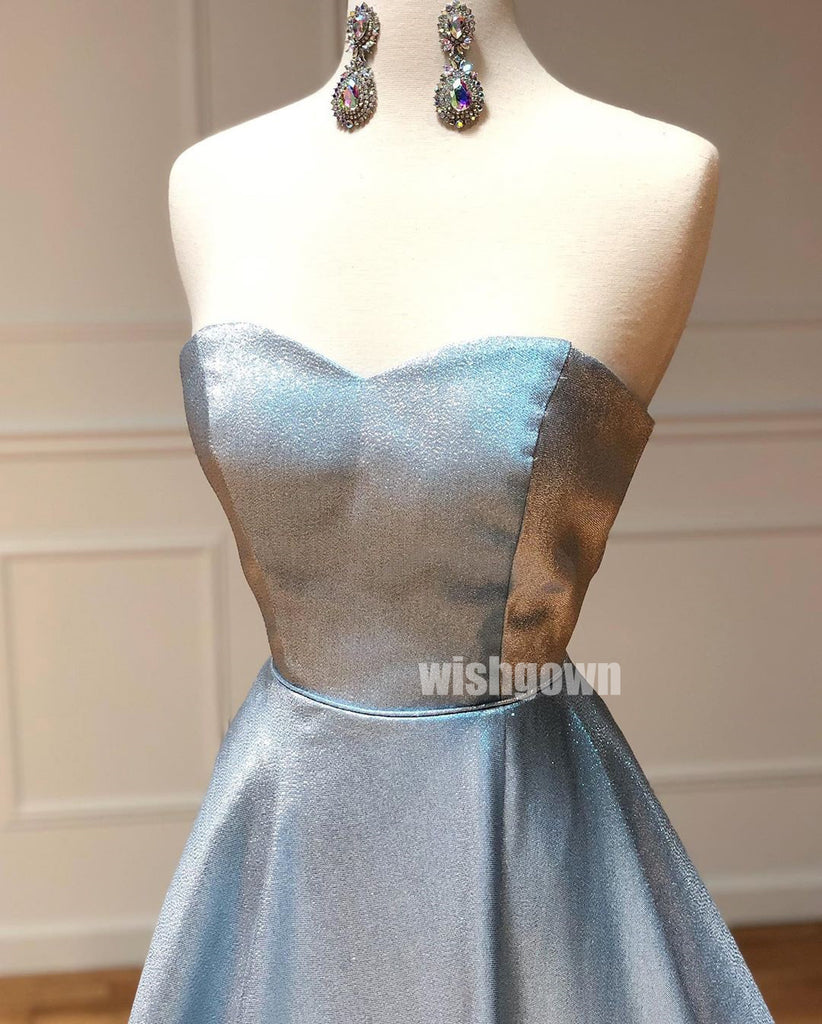 Sweetheart A-line Light Blue Long Prom Dresses PG1142