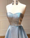 Sweetheart A-line Light Blue Long Prom Dresses PG1142