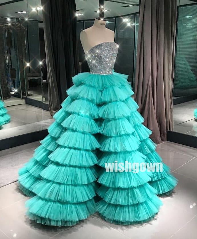 Gorgeous Tulle Evening Long Prom Dresses Ball Gown PG1103