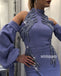 Long Sleeves Halter Side Split Long Prom Dresses PG1135