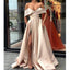 Off the Shoulder Simple A Line Cheap Side Slit Long Prom Dresses, SG158