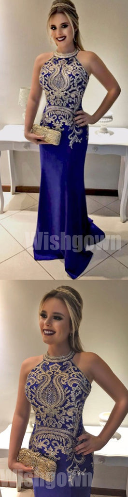 Royal Blue Mermaid Elegant Inexpensive Evening Long Prom Dresses, WG1079