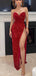 Sexy Red Mermaid High Slit Sweetheart Maxi Long Evening Prom Dresses,WGP261