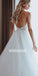 White Sweetheart Spaghetti Strap Tulle Long Wedding Dresses WDH012