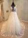 Beautiful Long Sleeves V Back Tulle Applique Affordable Long Wedding Dress, WG1204 - Wish Gown