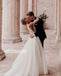Charming V Neck Organza Applique V Back Long Wedding Dress for Brides, YH1126